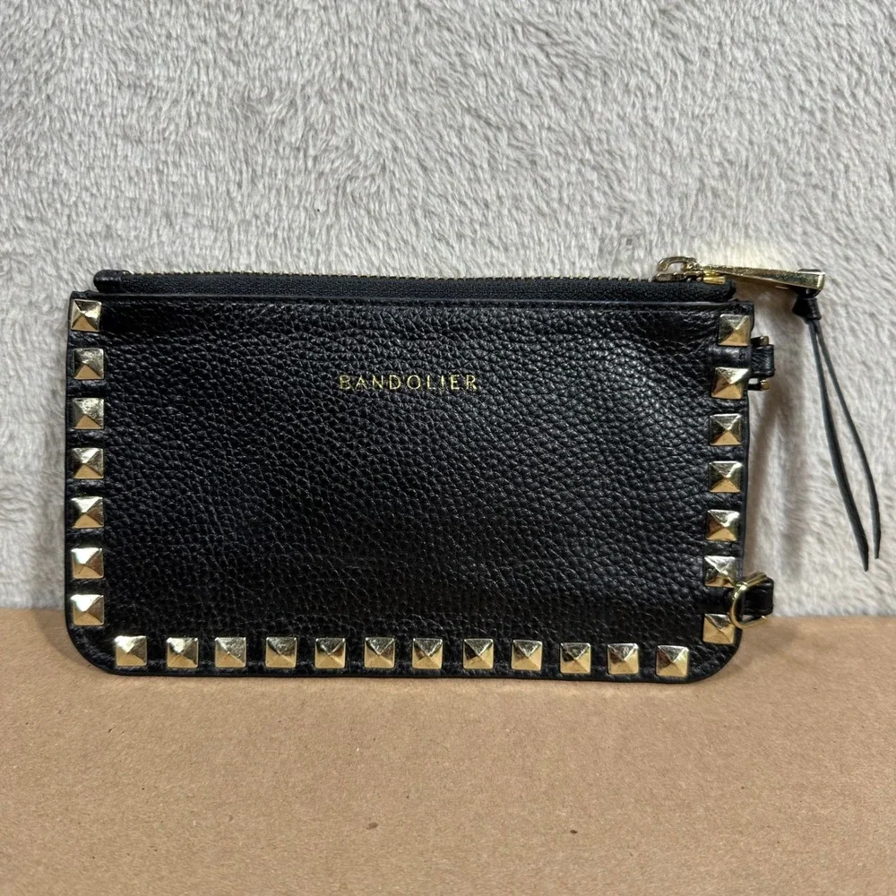 Bandolier Sarah Pouch Black Studded Leather Zip Accessory No Strap